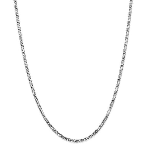 2.9mm 14k White Gold Beveled Solid Curb Chain Necklace 20 Inch